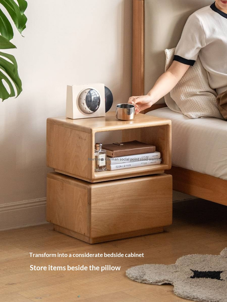 Beech Solid Wood Floor Rotating Side Table