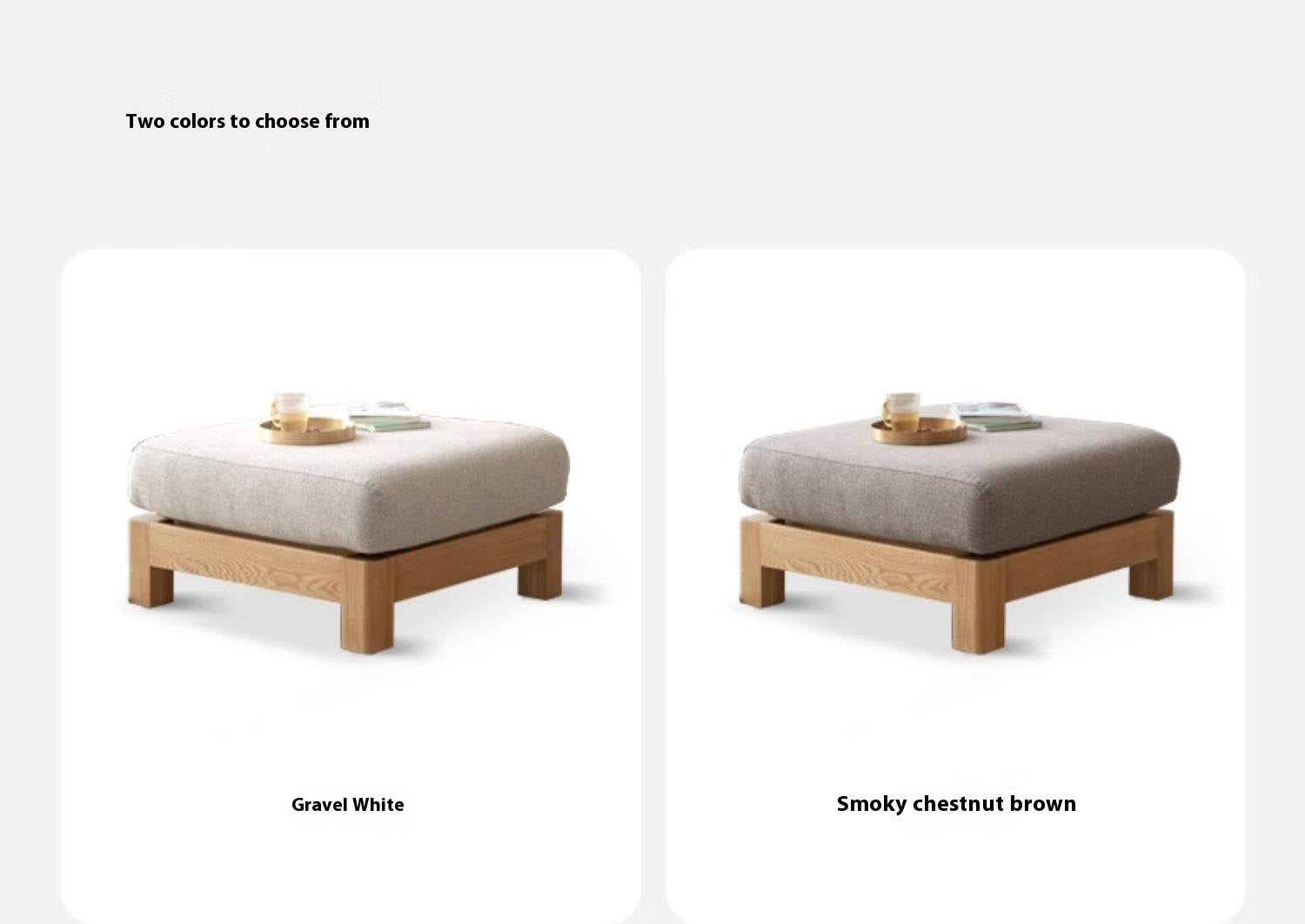 Ash, Oak, Black Walnut Solid Wood Fabric Footstool-