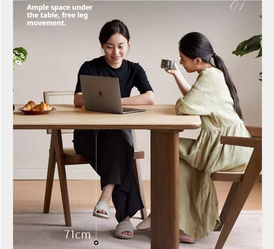 Black Walnut Solid Wood Travertine Slab Light Luxury Dining Table