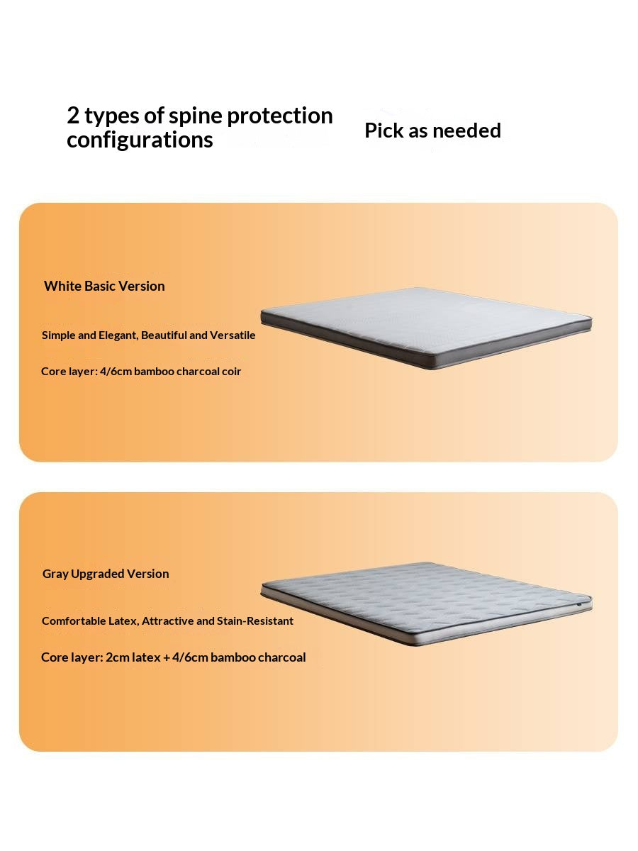 Eco-Friendly Coconut Palm and Bamboo Charcoal Latex Mattress — Zero-Glue, Antibacterial, Breathable, Thin Design