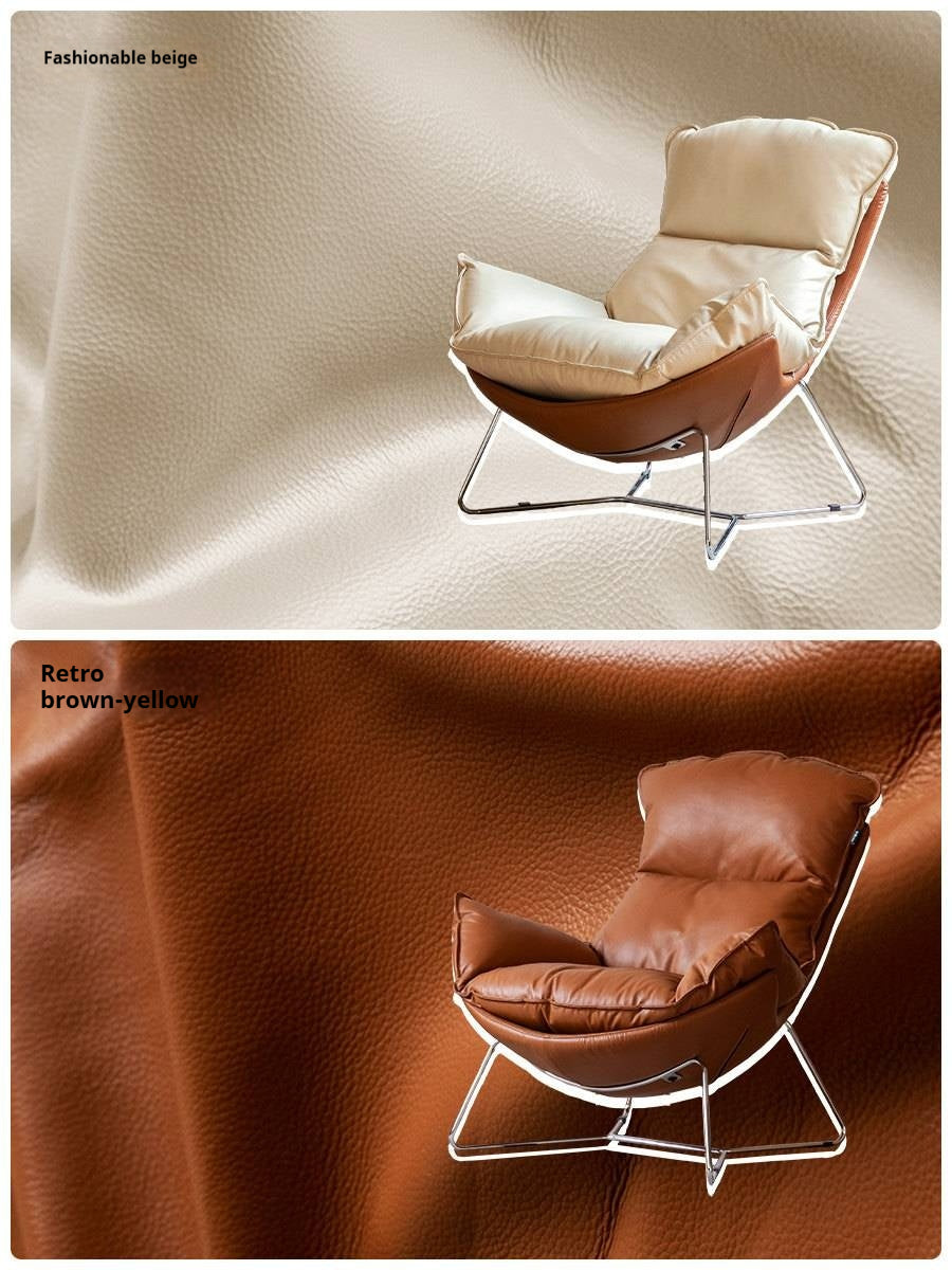 Genuine Leather Modern Eggshell Lounge Chair