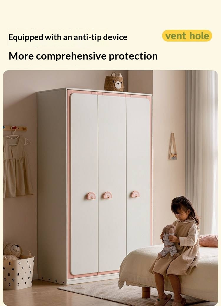 Solid RubberWood Kids Modular Wardrobe Closet with Multi-Size Storage Options