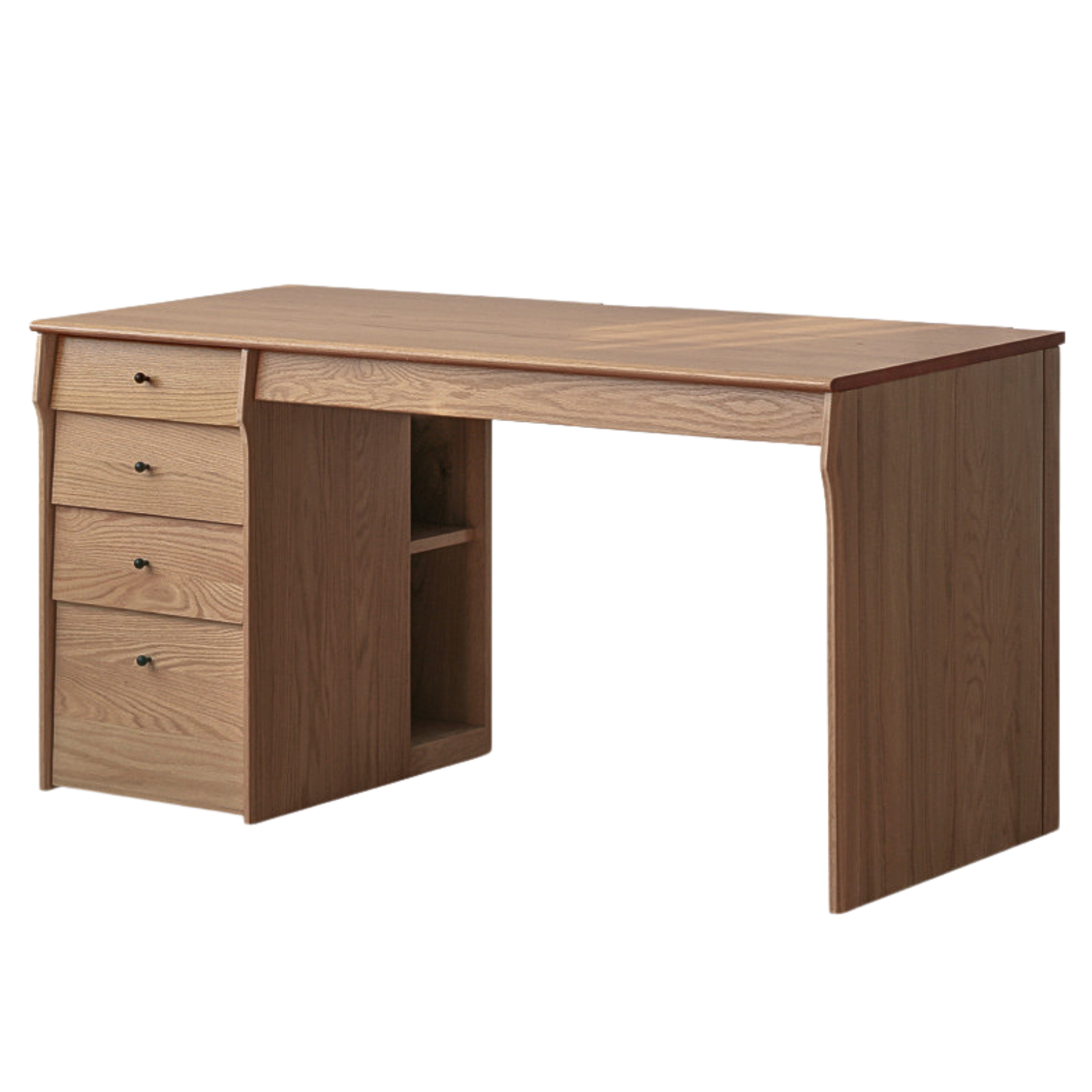 Oak, Cherry Solid Wood Desk Bookshelf Integrated Warm Light