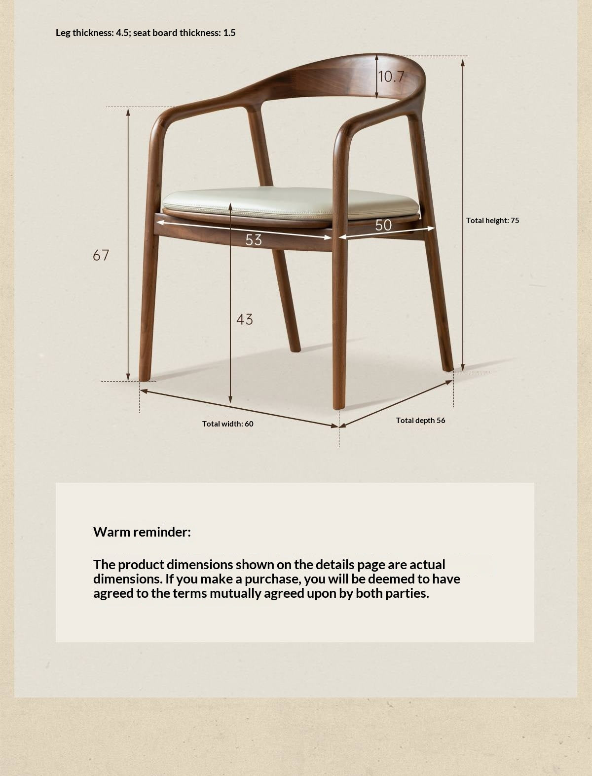 Black Walnut, Ash Solid Wood Horseshoe Back Wood Armchair