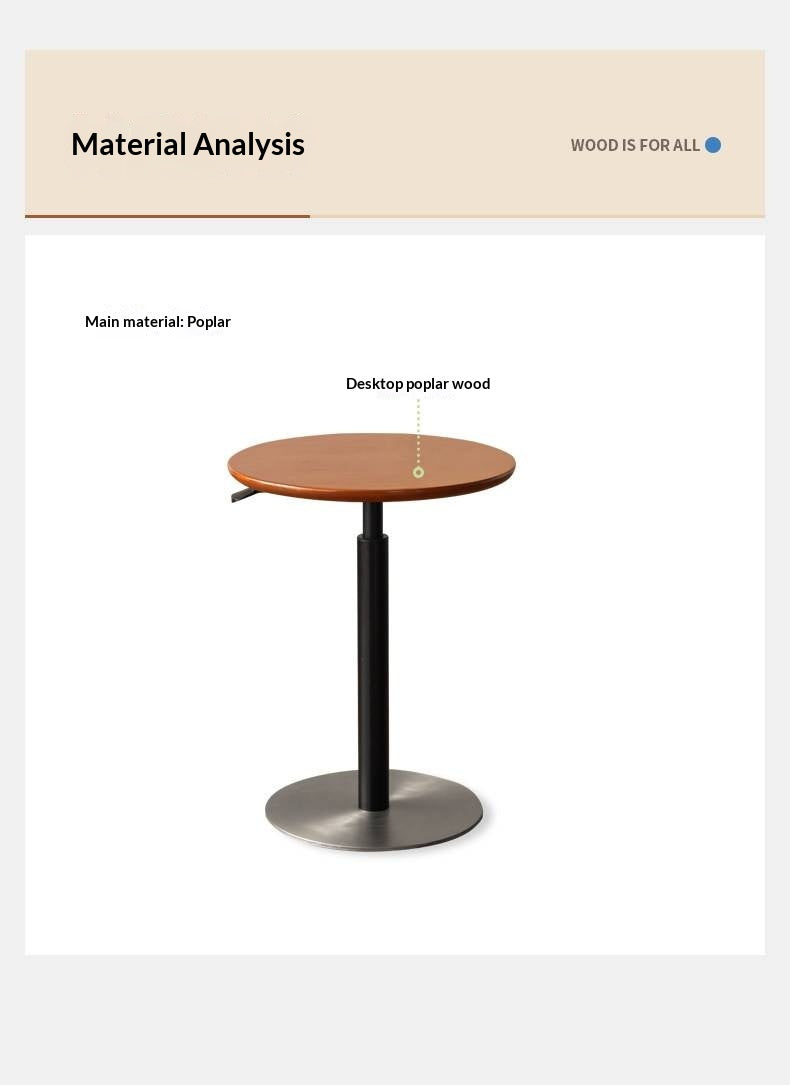 Poplar Solid Wood Vintage Style Adjustable Side Table