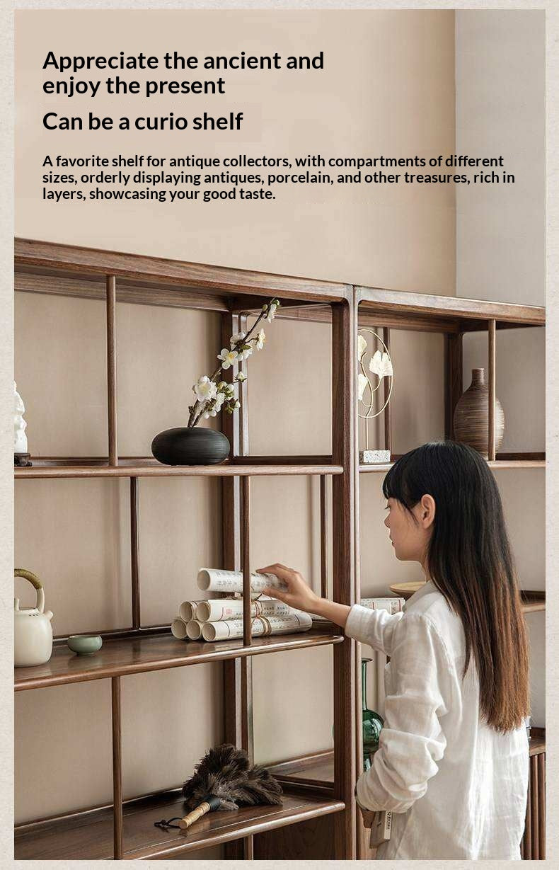 Black Walnut, Ash Solid Wood Bookshelf Combined Bookcase Display Cabinet Wall Shelf