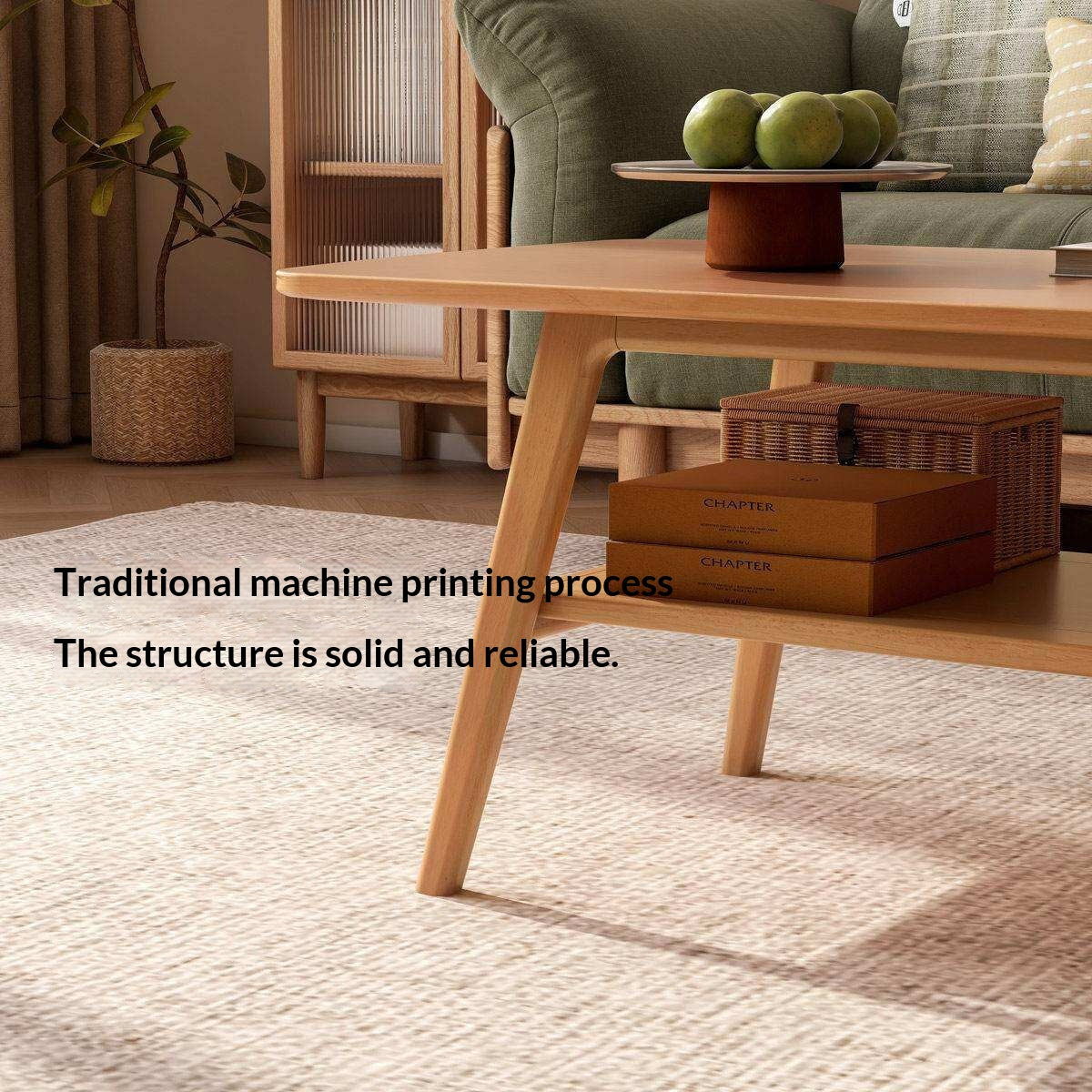 Solid RubberWood Coffee Table with Double Layer in Nordic Style