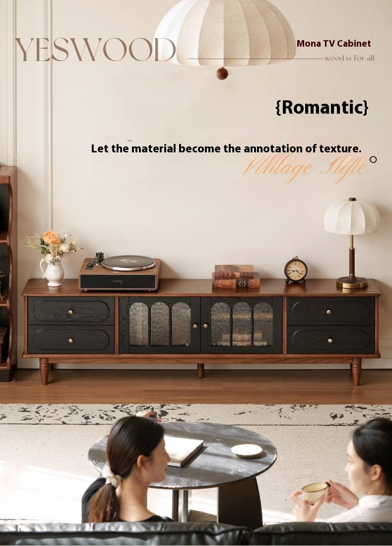 Ash Solid Wood French Retro TV Cabinet