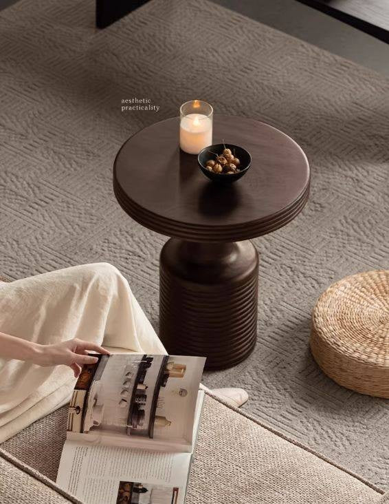 Mango Solid Wood Wabi Sabi Round Side Table