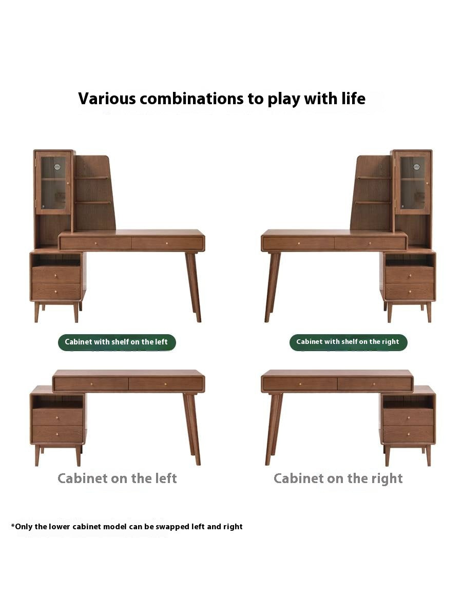 Oak Solid Wood Retractable Computer Desk