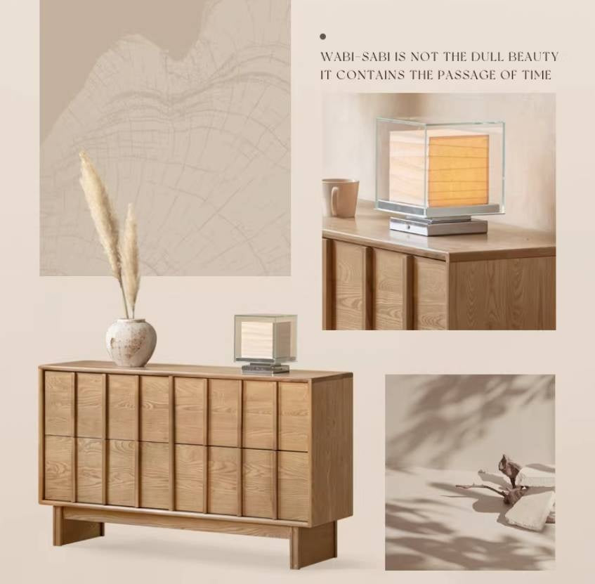 Ash Solid Wood Wabi-sabi Style Four-Drawer Chest