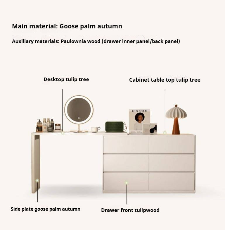 Poplar Solid Wood Makeup Table and Stretchable Vanity Table.