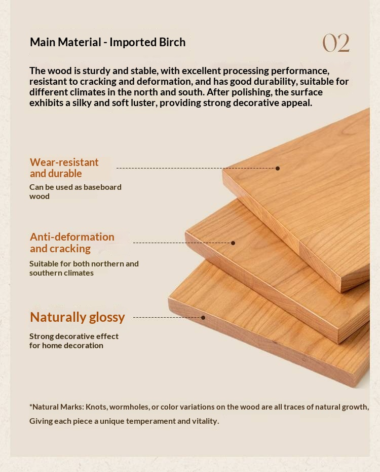 Birch Solid Wood Bed — French Retro Style, Large Slab Design, Mid-Range Style