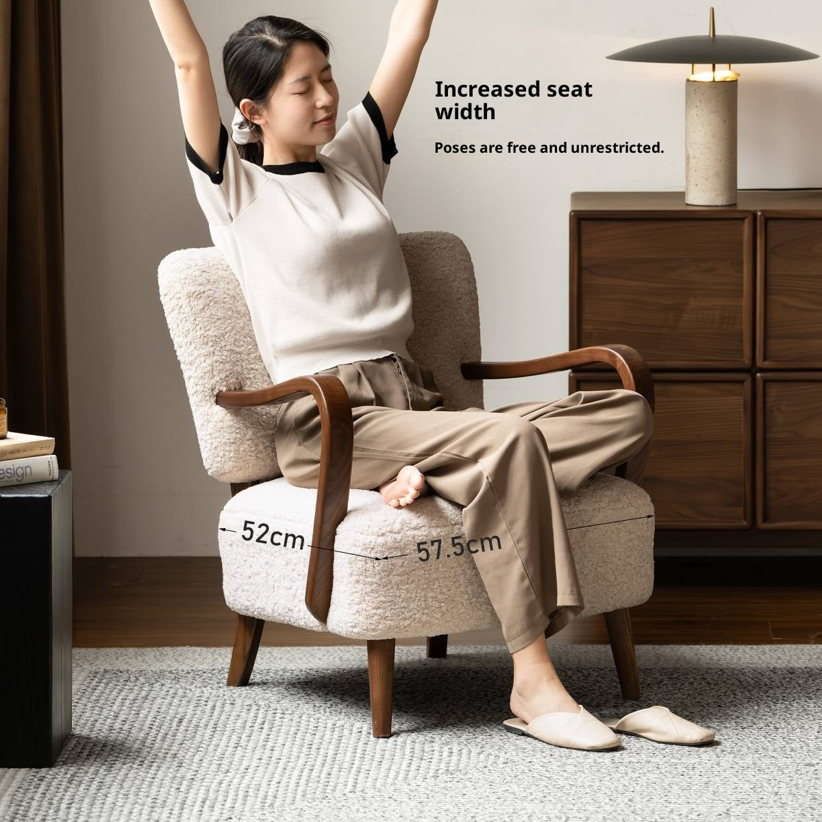 Ash Solid Wood French Retro Teddy Armchair