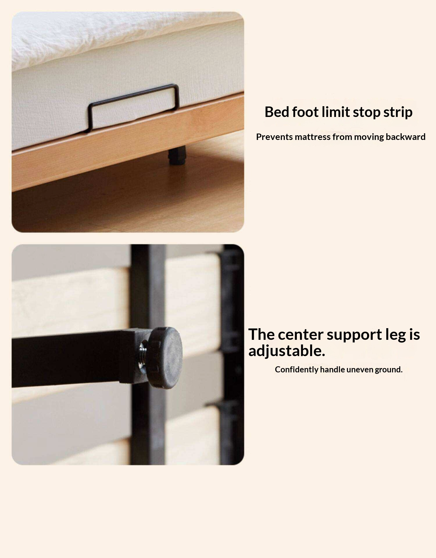 Beech Solid Wood Kids Platform Bed with Rounded Headboard