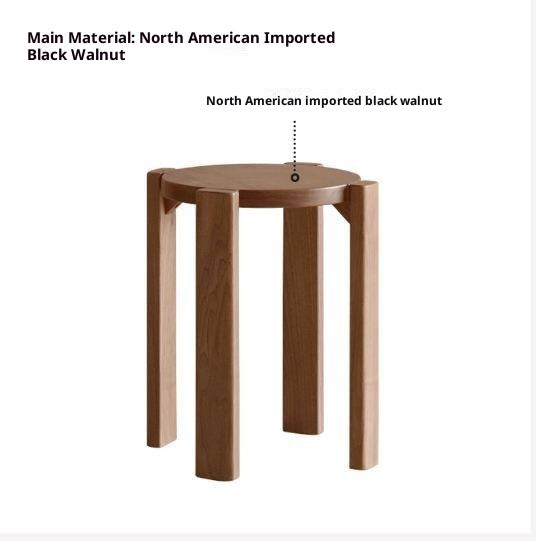 Black Walnut, Ash Oak, Solid Rubberwood Solid Wood Stacking Stool