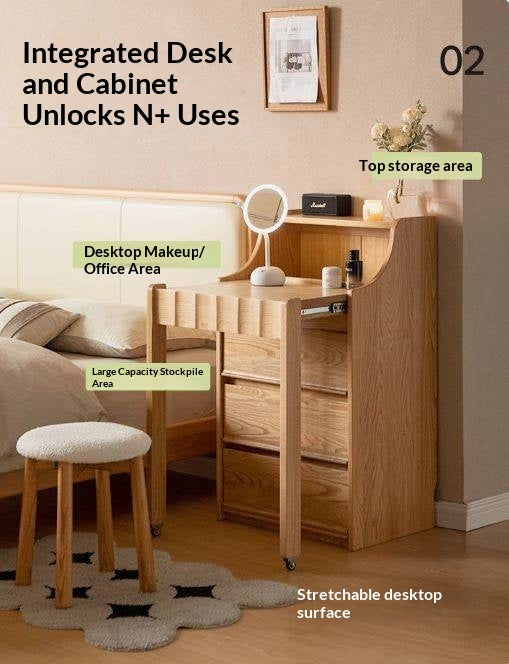 Oak Solid Wood Telescopic Vanity Table