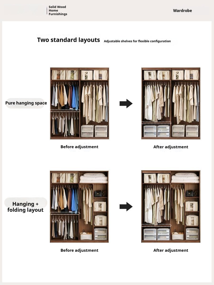 Oak Solid Wood, Solid RubberWood Modern Style Wardrobe