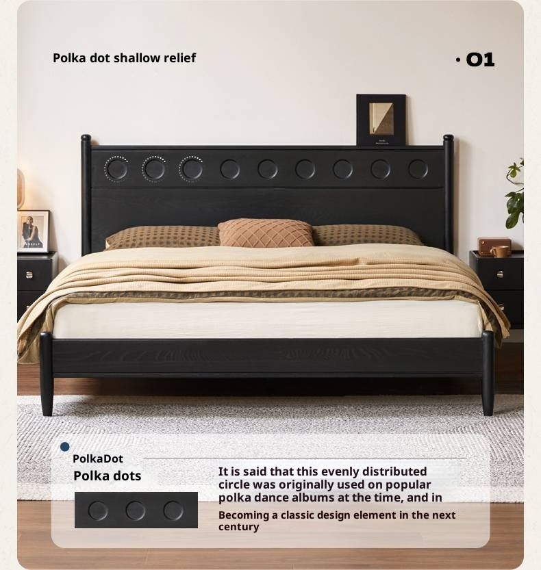 Ash Solid Wood Bed Vintage Style