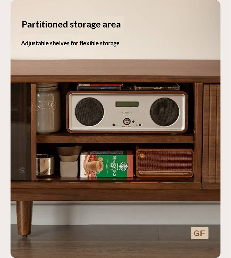 Black Walnut Solid Wood Modern TV Cabinet