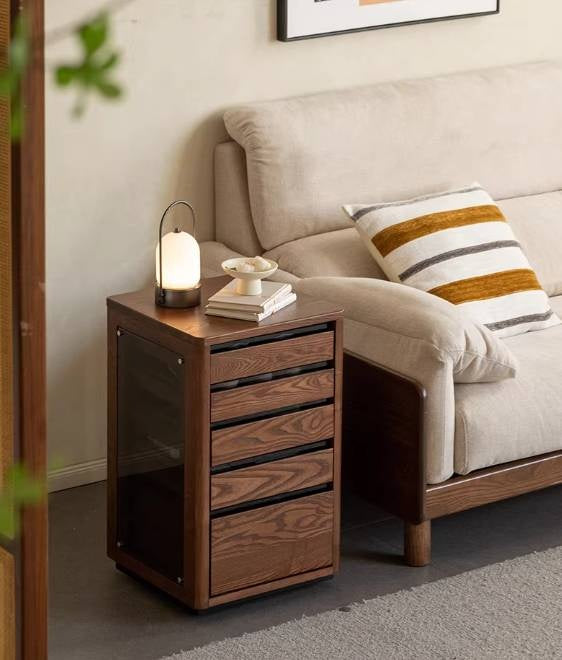 Ash, Black Walnut Solid Wood Mobile Kettle Integrated Tea Cabinet