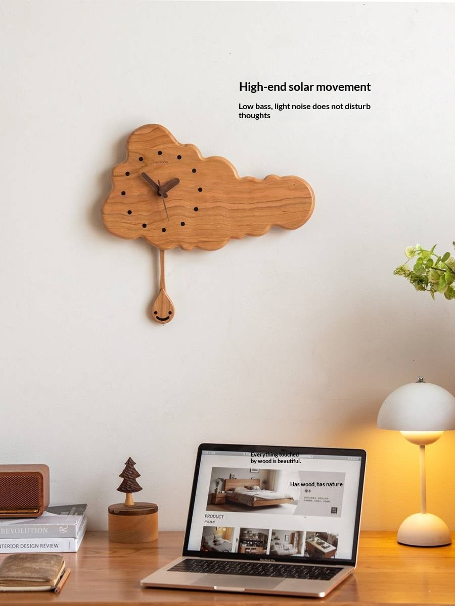 Cherry Solid Wood Nordic Style Eco Friendly Wall Clock