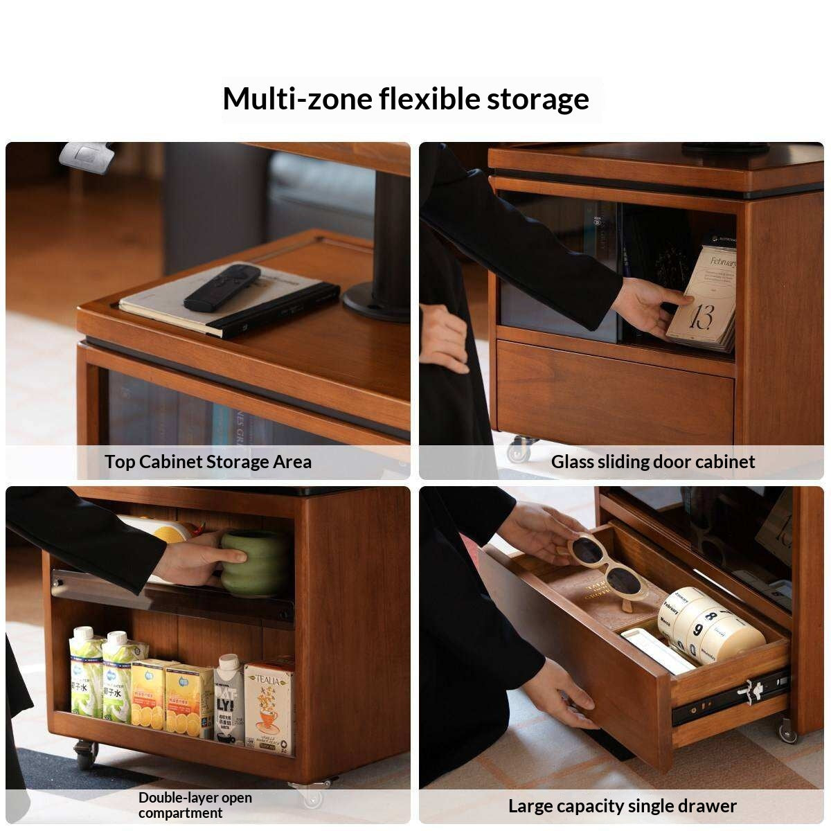 Tulipwood Solid Wood Lifting Coffee Table with Folding Square Top