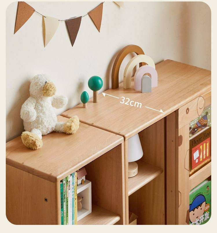 Oak Solid Wood Multi-Layer Children's Bookcase