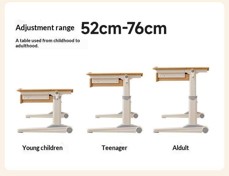 Beech Solid Wood Kids Raised and Lowered Study Table