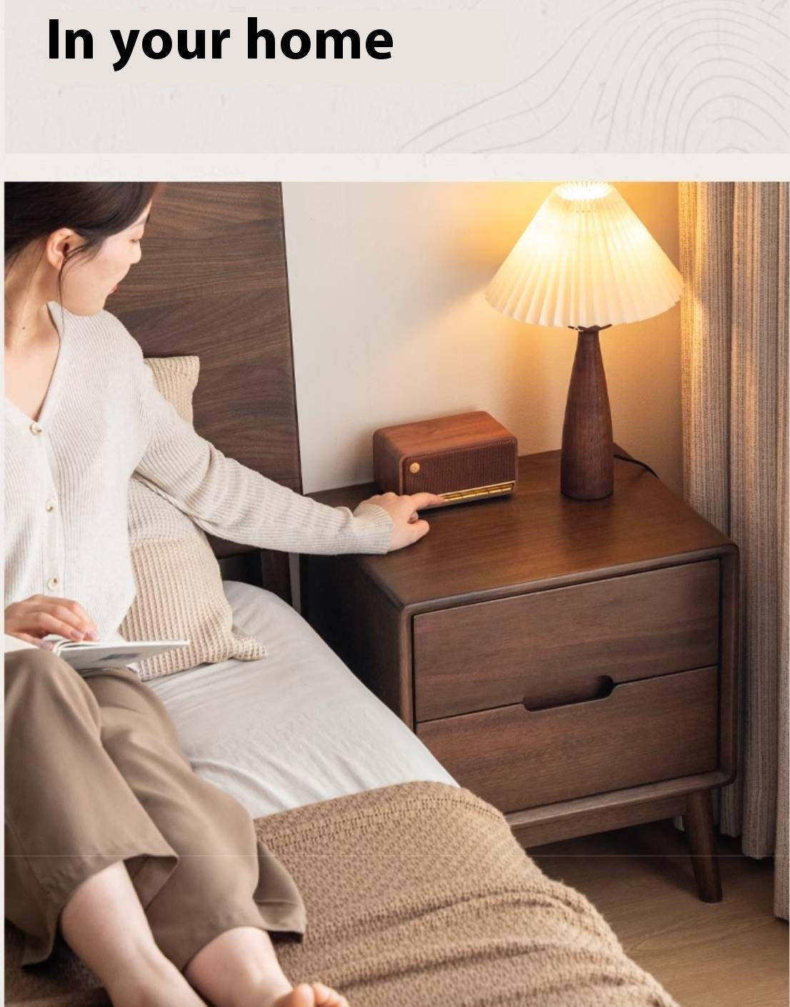 Black Walnut Solid Wood Modern Style Nightstand