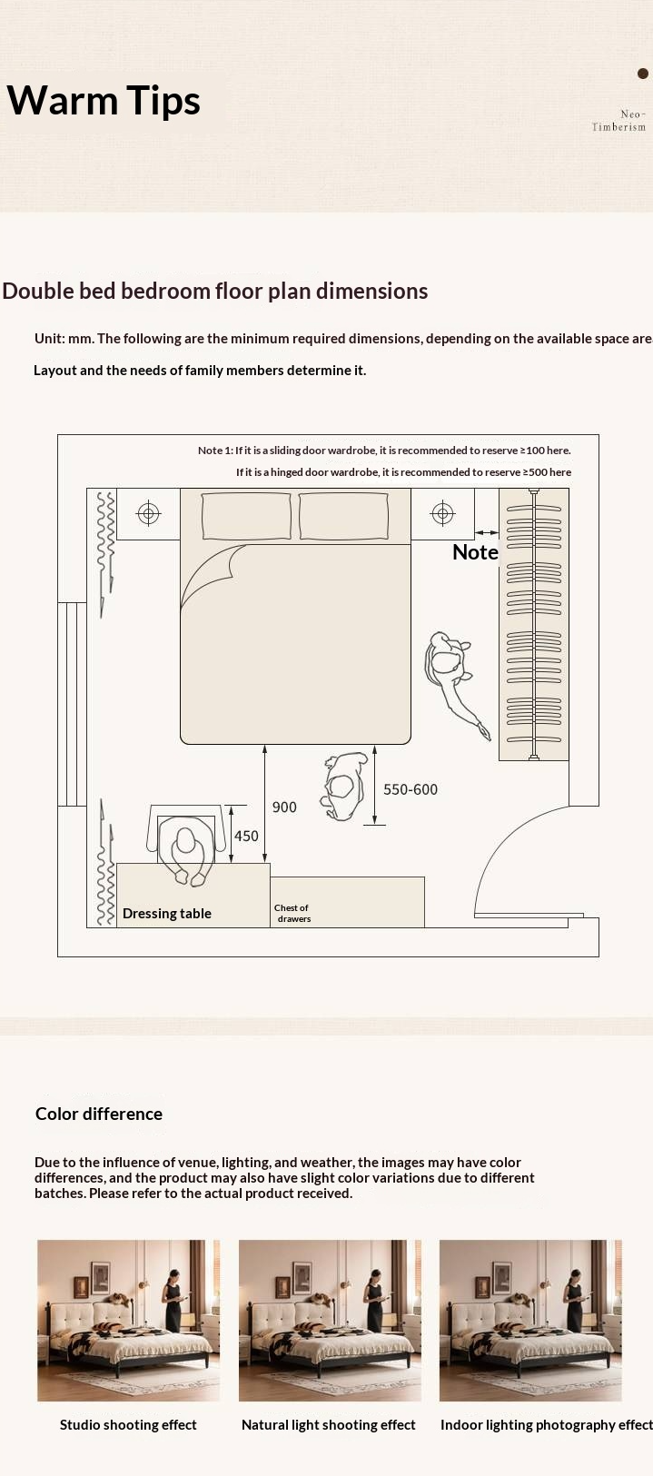 Rubberwood Solid Wood French Retro Soft Bed