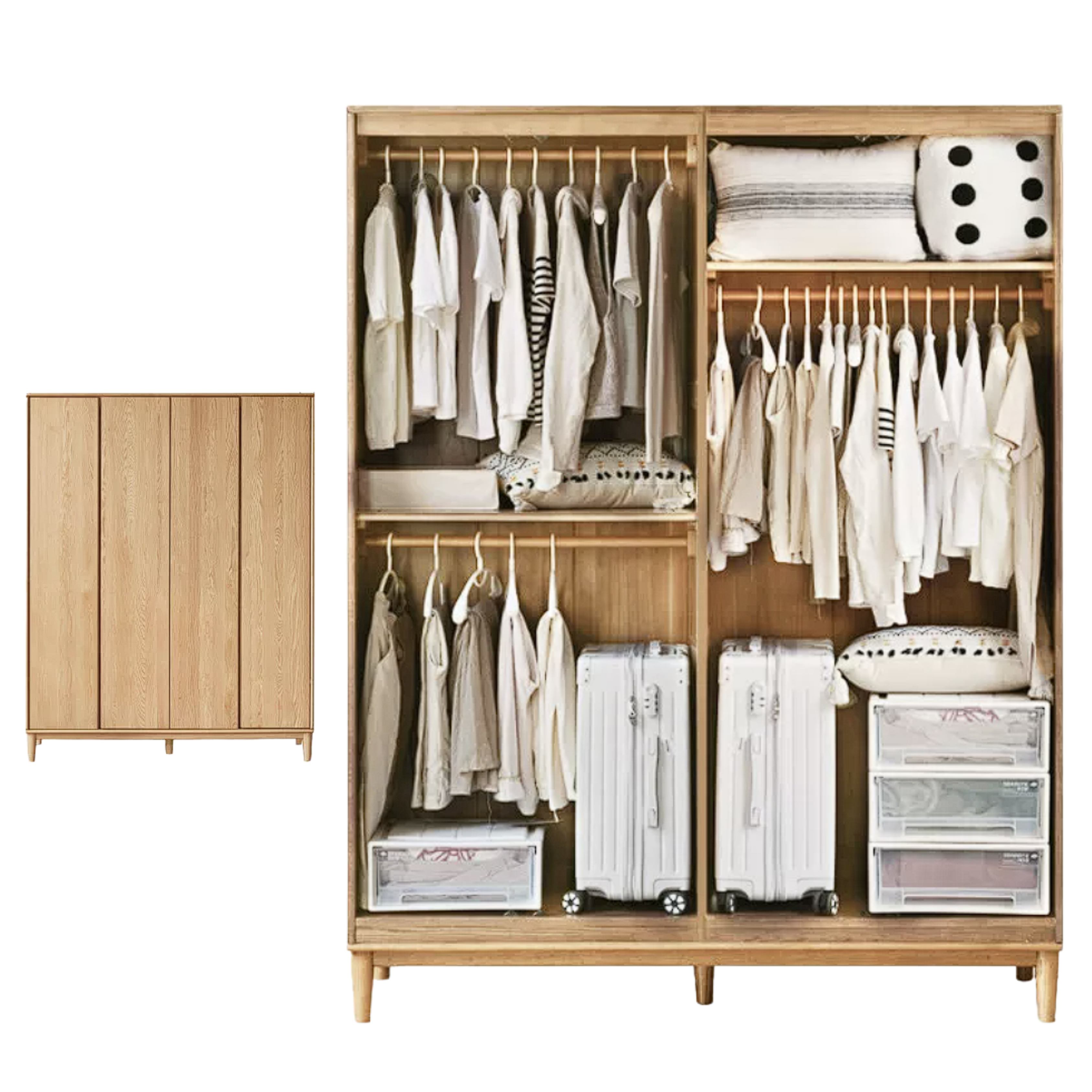 Oak Solid Wood Modern Wardrobe