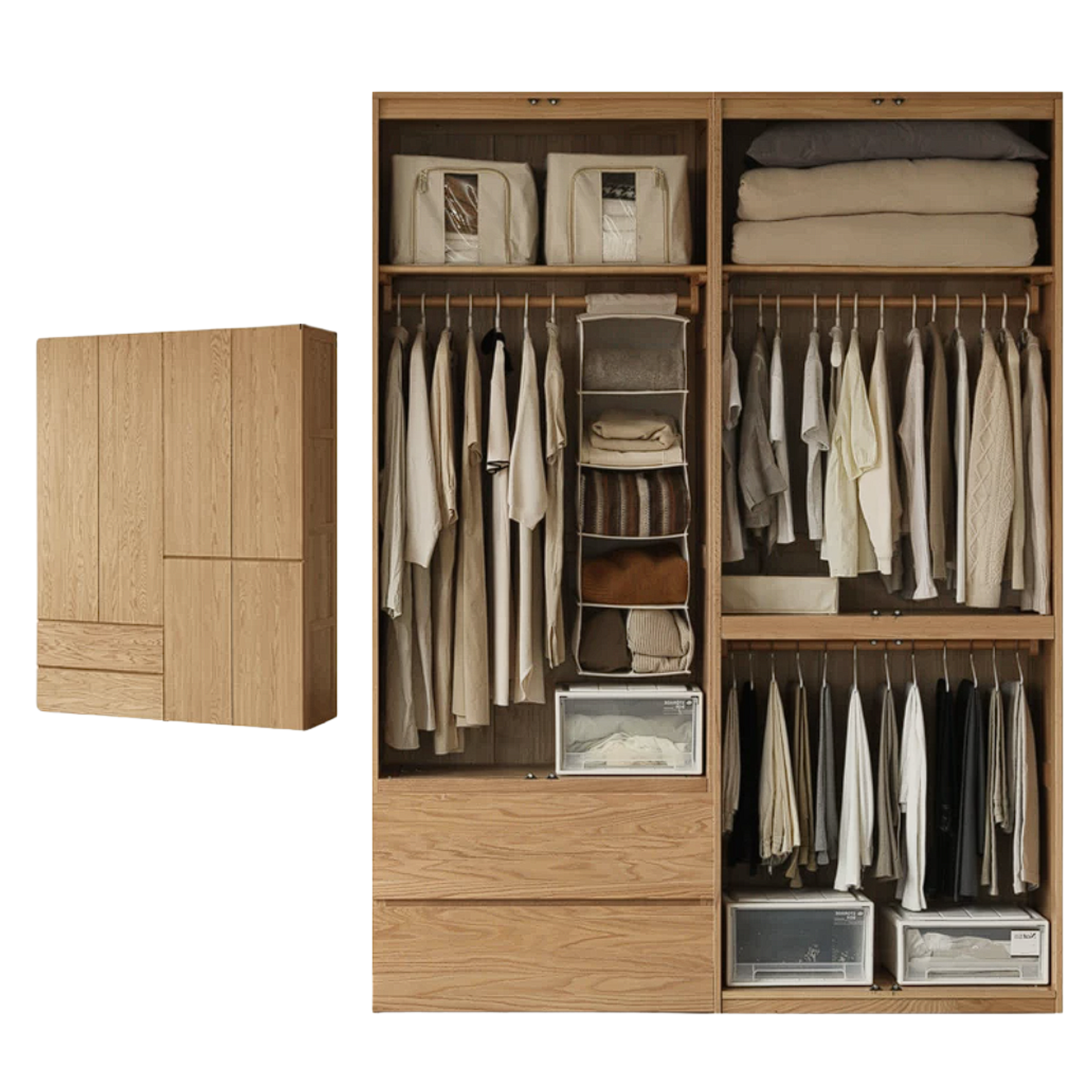 Oak, Ash Solid Wood Sectional Wardrobe
