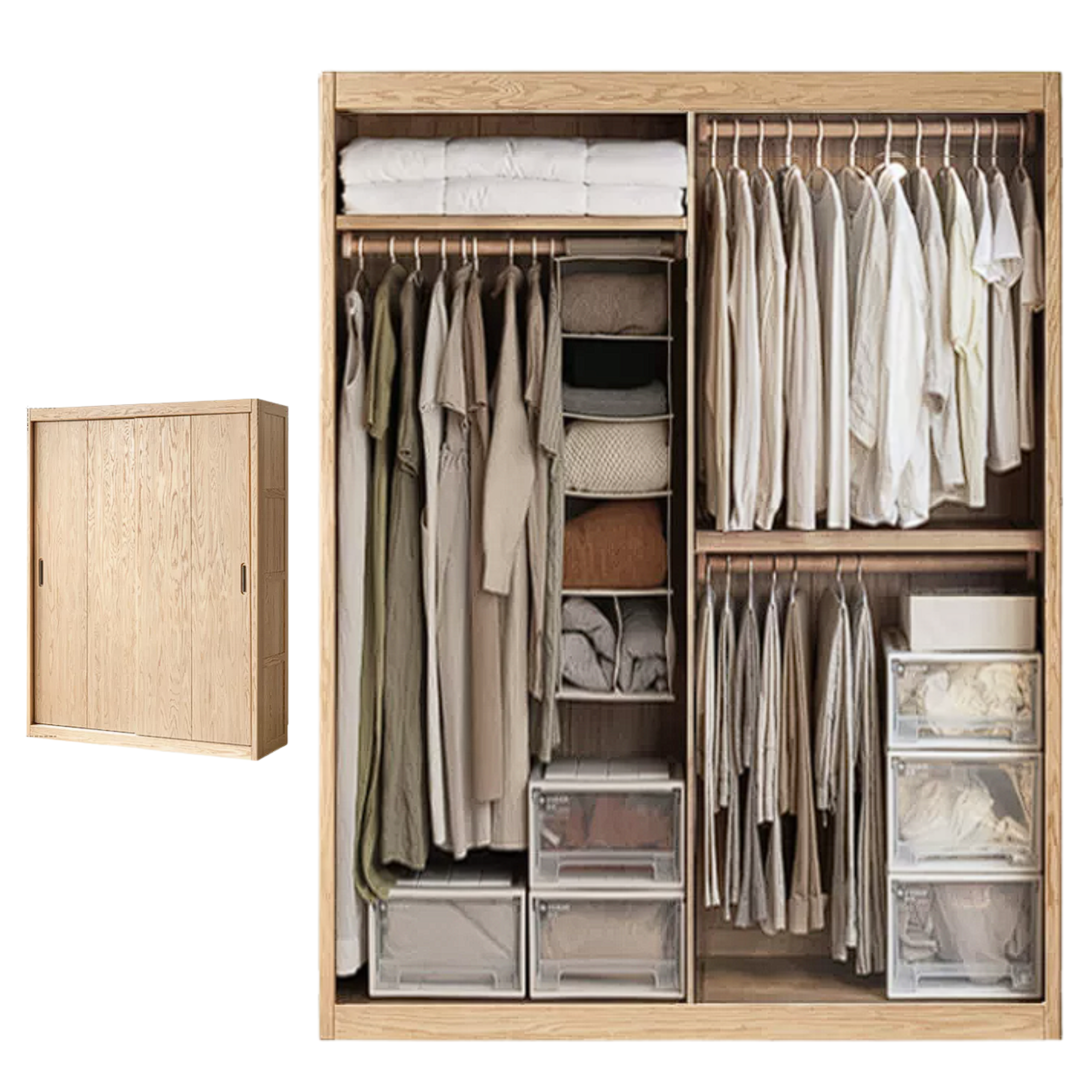Oak, Ash Solid Wood Modern Wardrobe