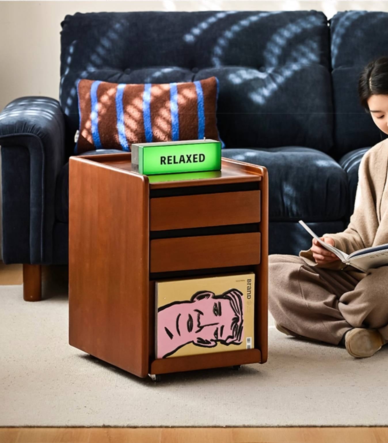 Oak, Poplar Solid Wood Simple Style Nightstand