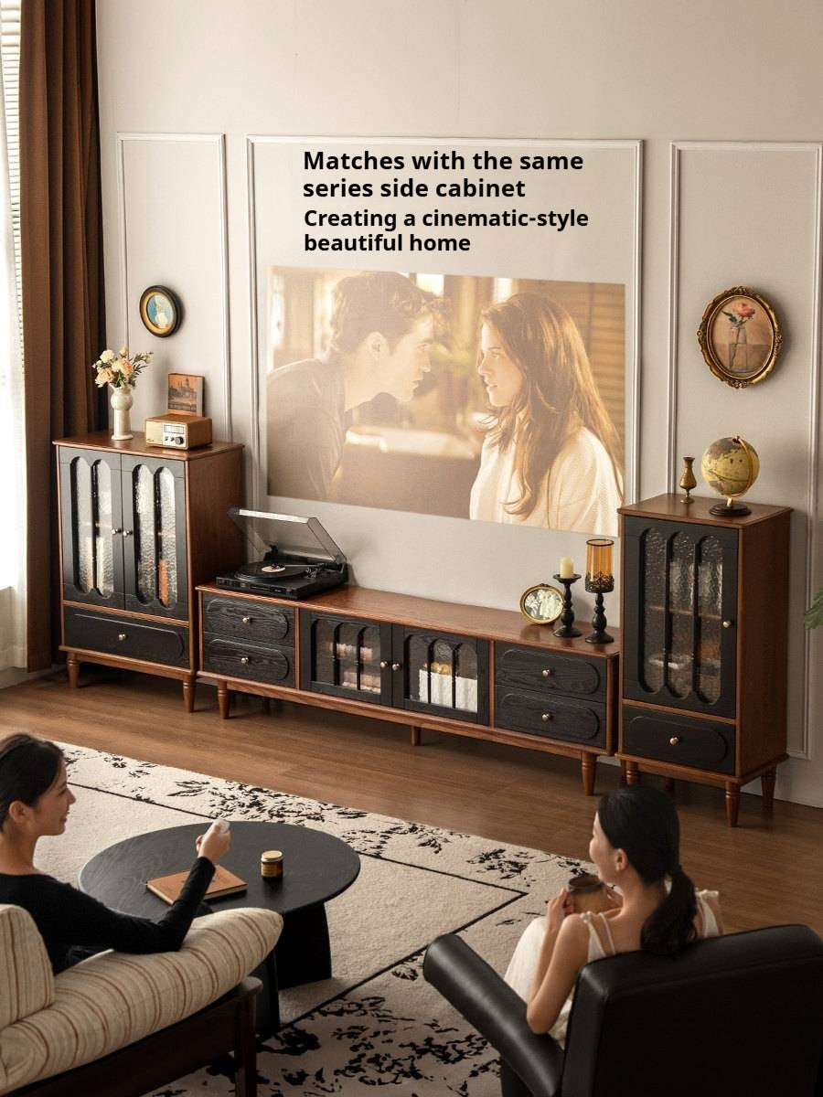 Ash Solid Wood French Retro TV Cabinet