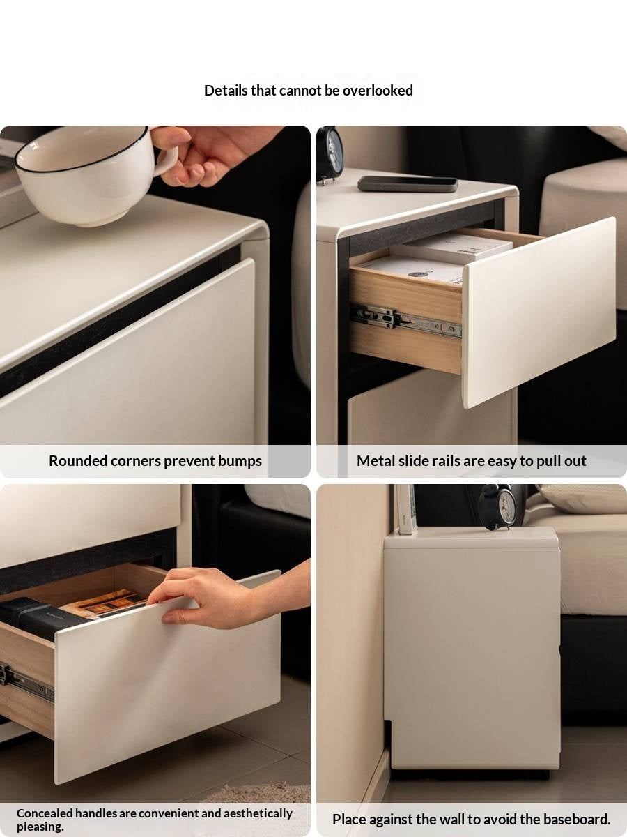 Solid Rubberwood Modern Minimalist Nightstand