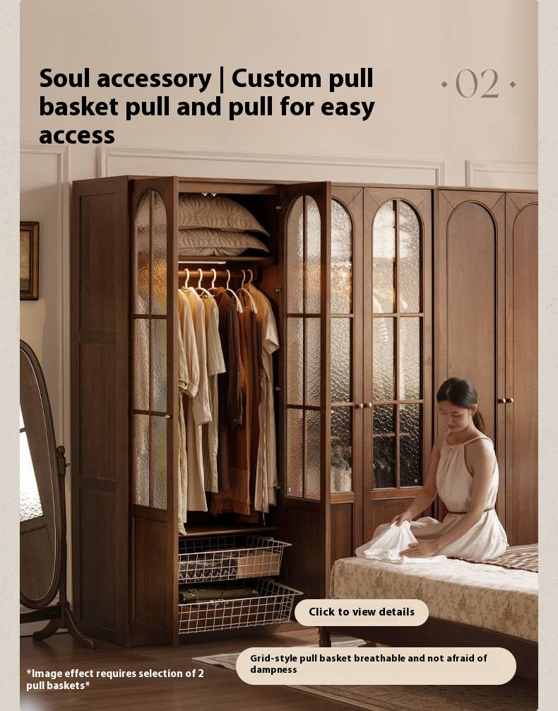 Solid Sandalwood French Retro Style Wardrobe