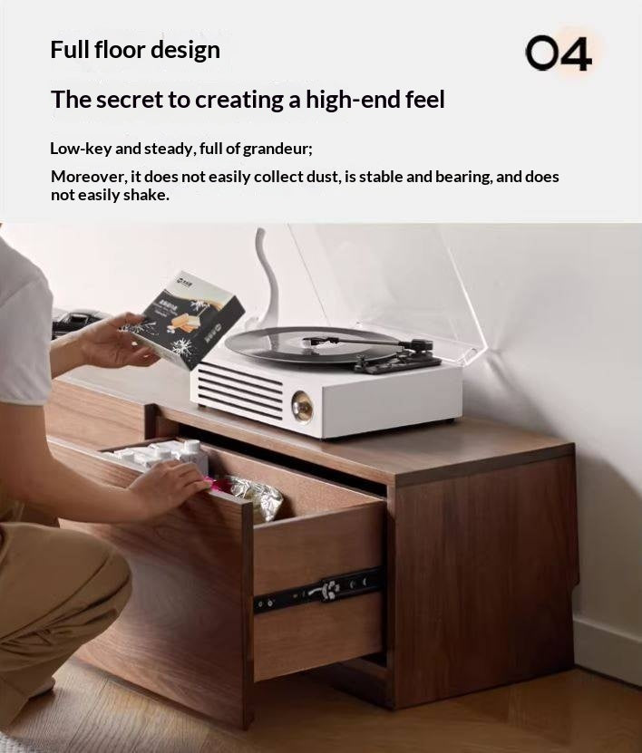 Black Walnut, Ash Solid Wood Floor Splicing Floor TV Cabinet.