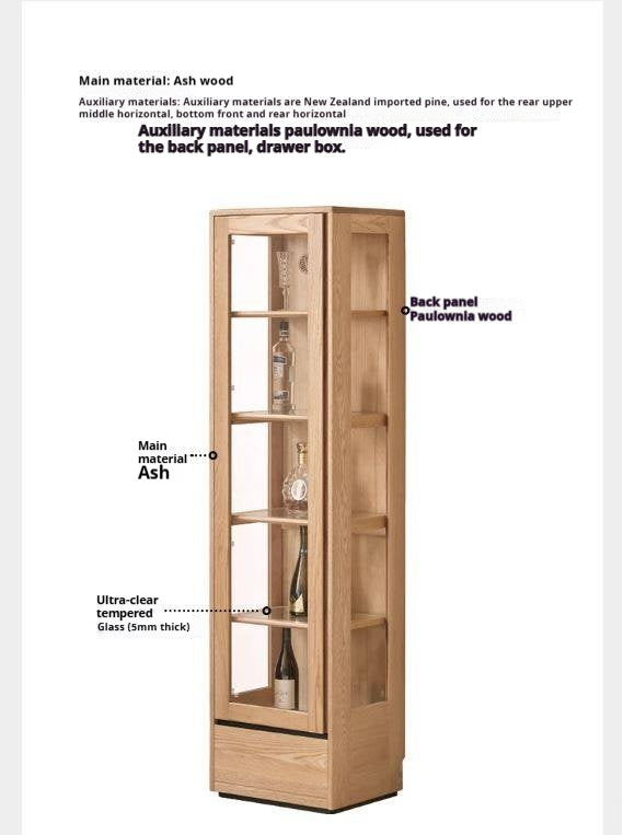 Ash Solid Wood Modern Glass Bookcase