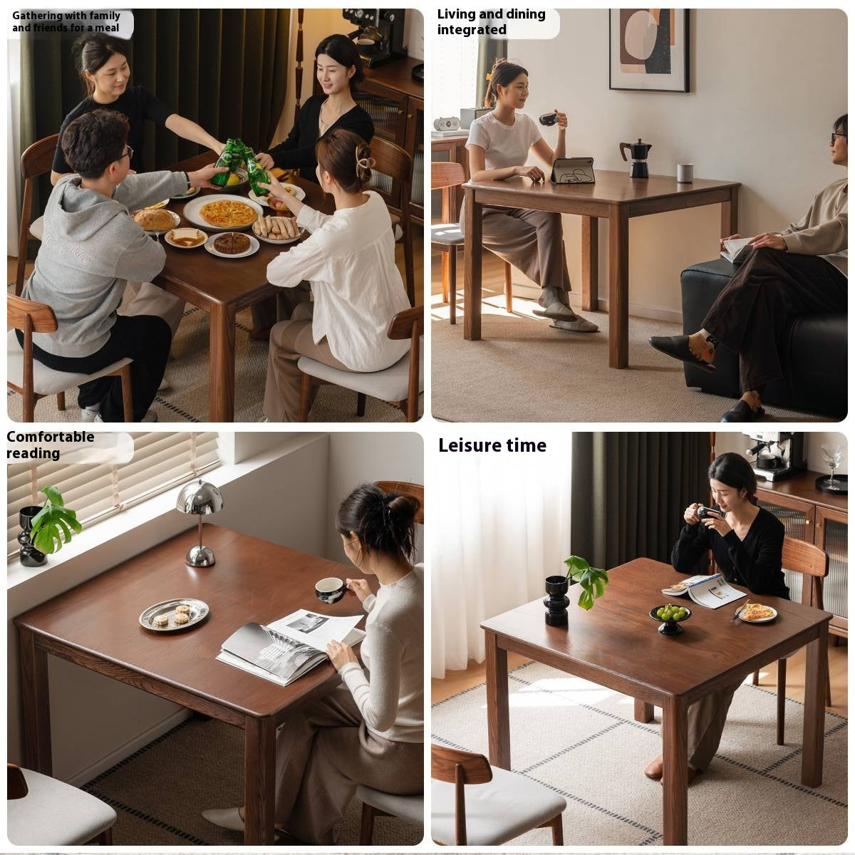 Oak Solid Wood Square Dining Table