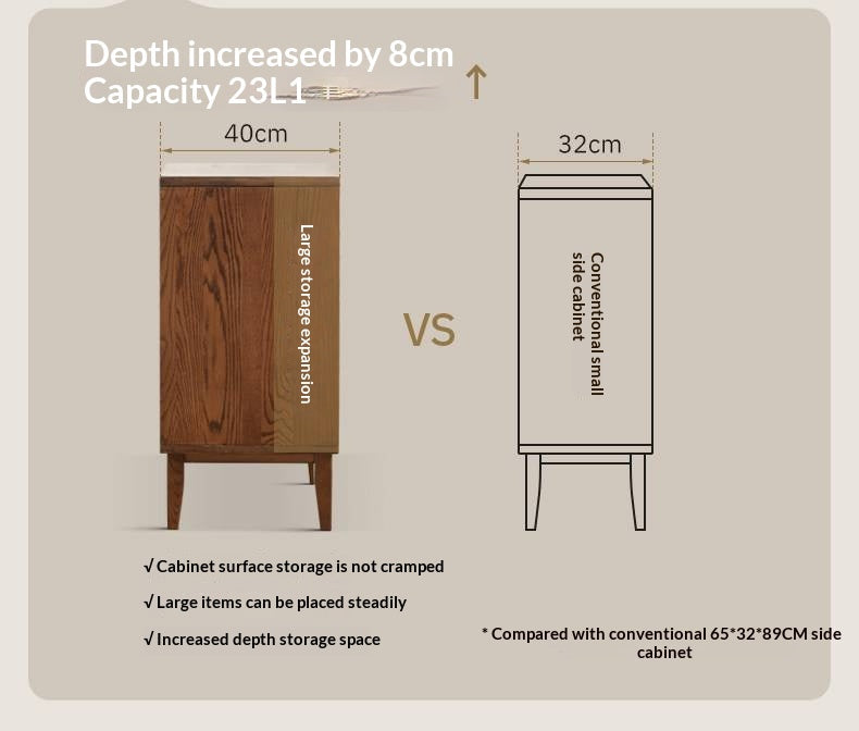Oak Solid Wood, Solid Rubberwood Side Cabinet.
