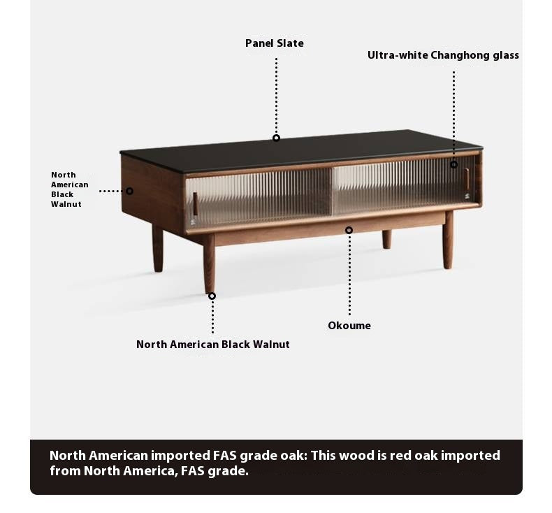 Black Walnut, Oak, Solid Rubberwood Solid Wood Modern Style Coffee Table