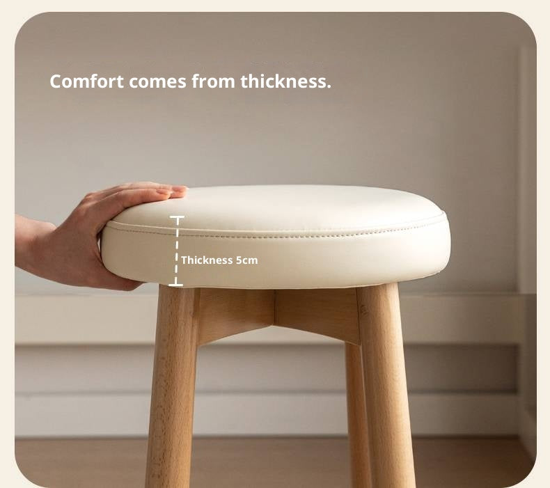 Solid Rubberwood Modern Soft Makeup Stool
