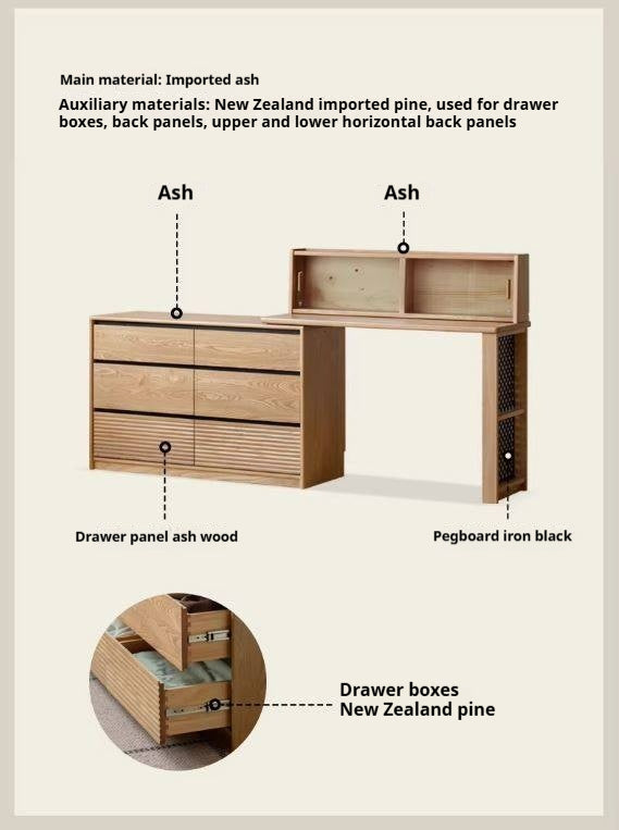 Ash Solid Wood Modern Minimalist Vanity Table