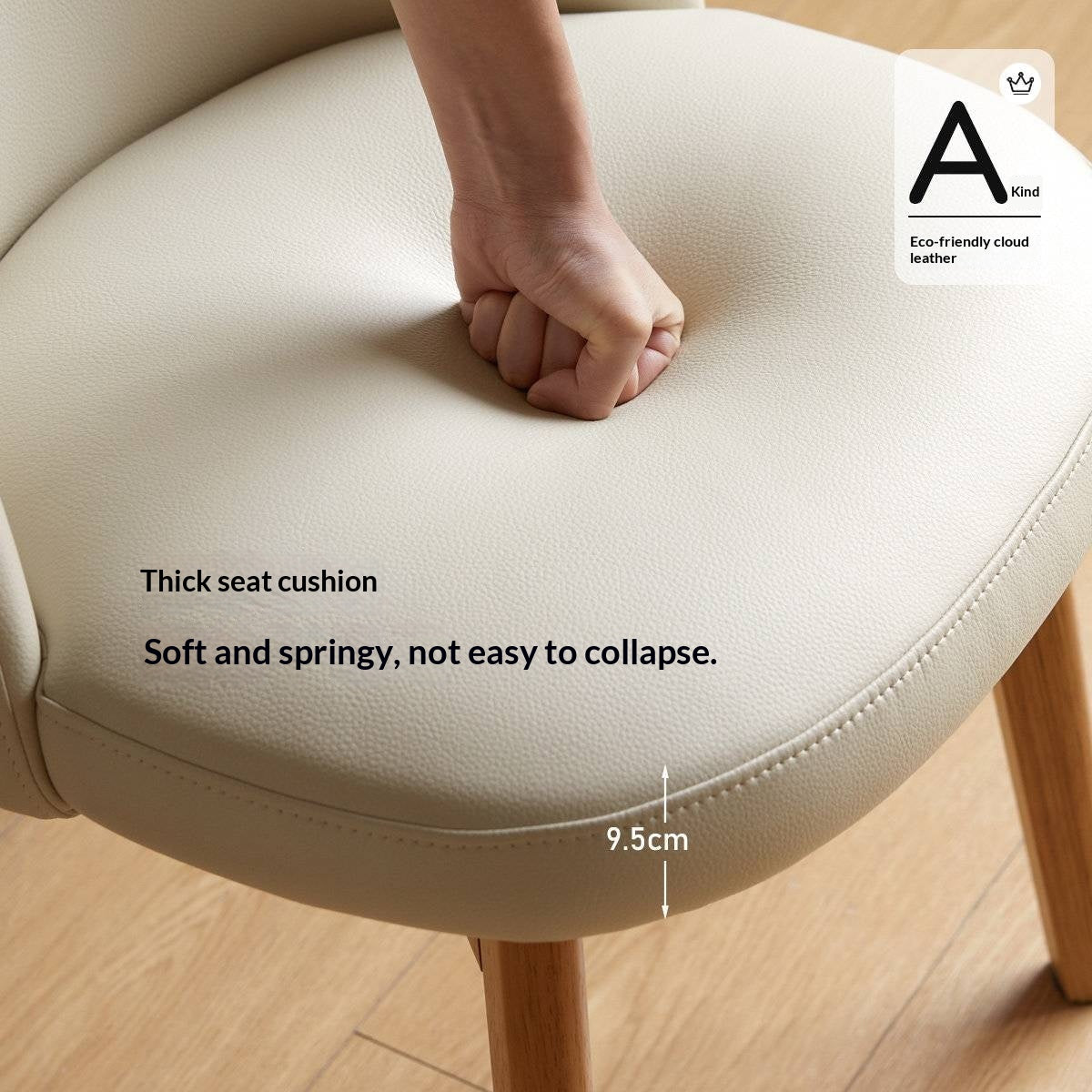 Solid RubberWood Curved Back Office Chair, Minimalist Rounded Shell Seat