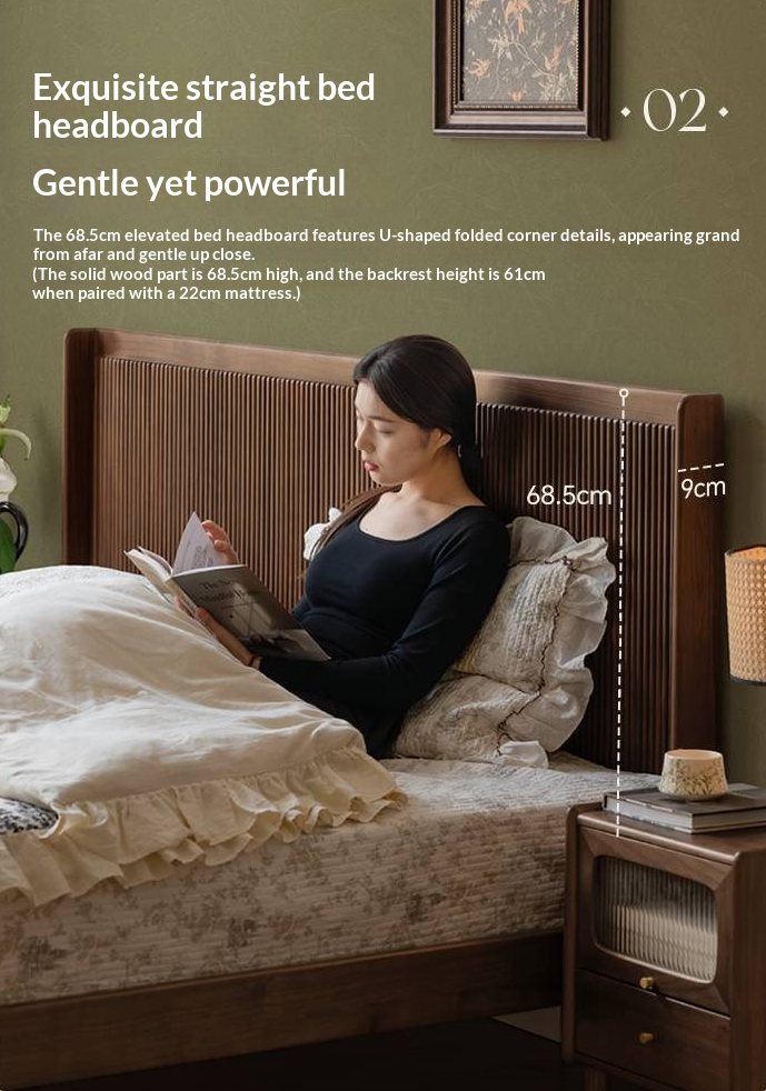 Black Walnut Solid Wood Italian Light Luxury Retro Bed