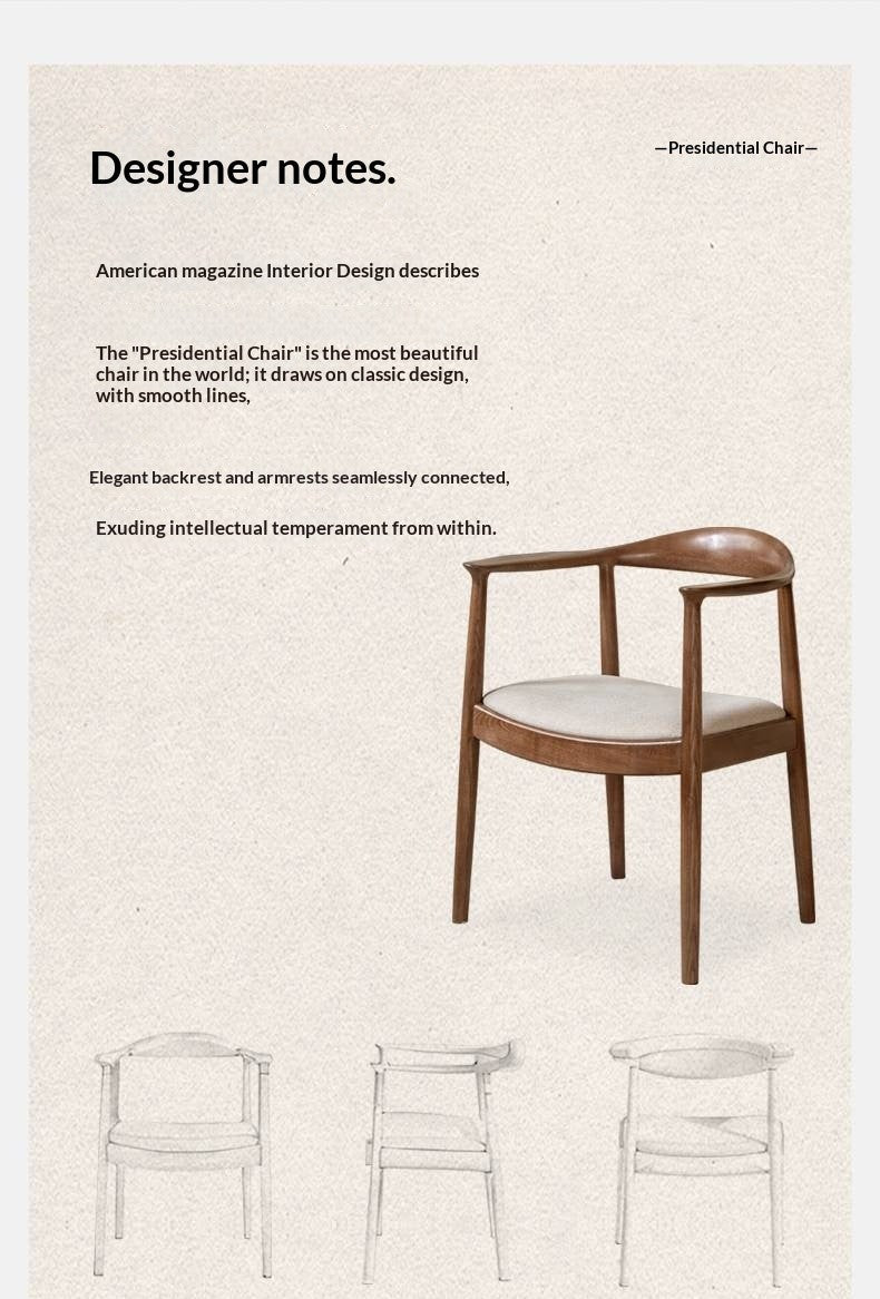 Ash Solid Wood Nordic Style Presidential Chair