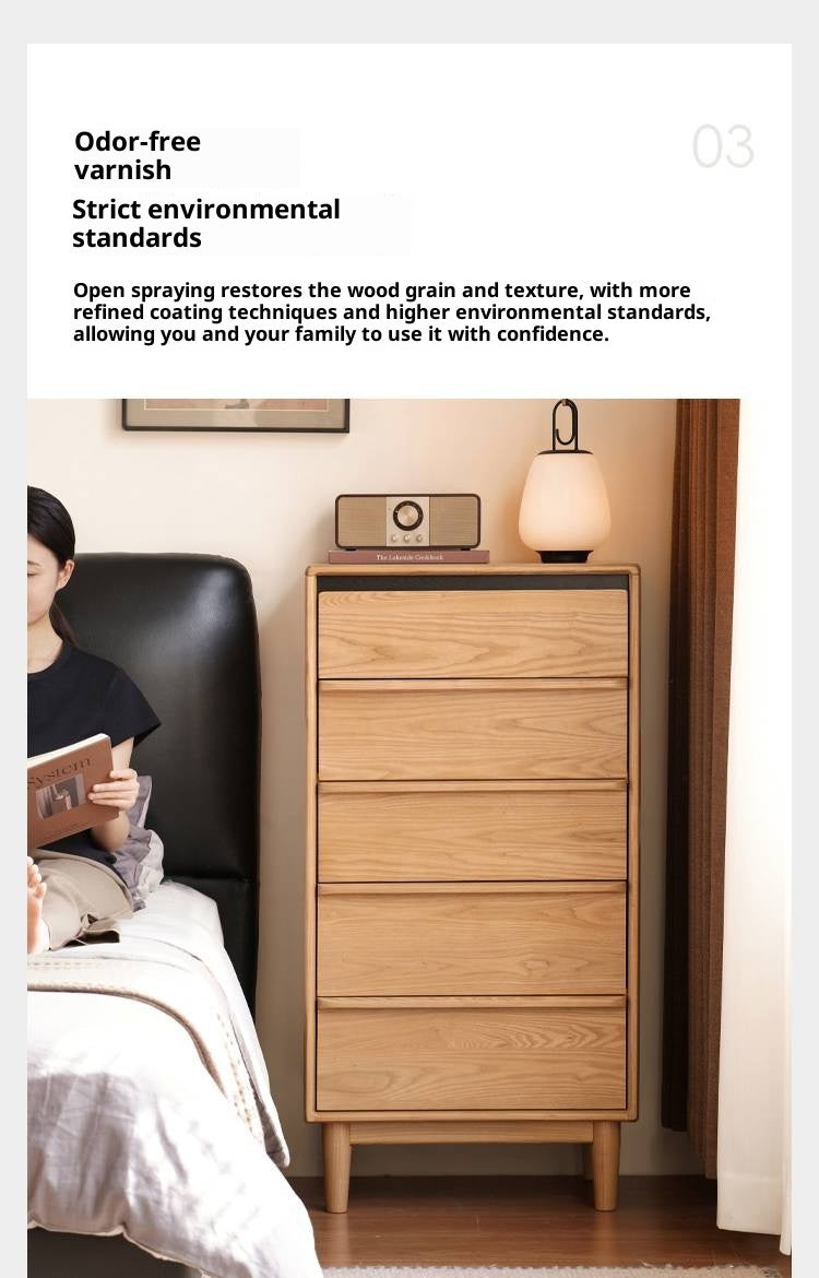 Oak, Ash Solid Wood Modern Storage Drawer Cabinet