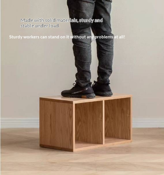 Ash Solid Wood Modern TV Cabinet with Freely Combineable Bookshelf and Storage